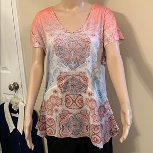 Beautiful peach, Blue and cream tunic